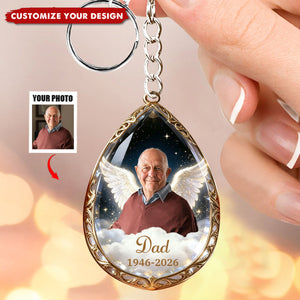 In Loving Memory-Personalized Photo Angel Wings Keychain