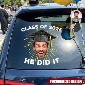 Personalized Funny Face Graduation Decal - 2026 Graduation Gift for Him/Her