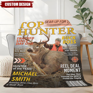 Custom “Top Hunter” Magazine Cover Blanket – Personalized Hunting Gift