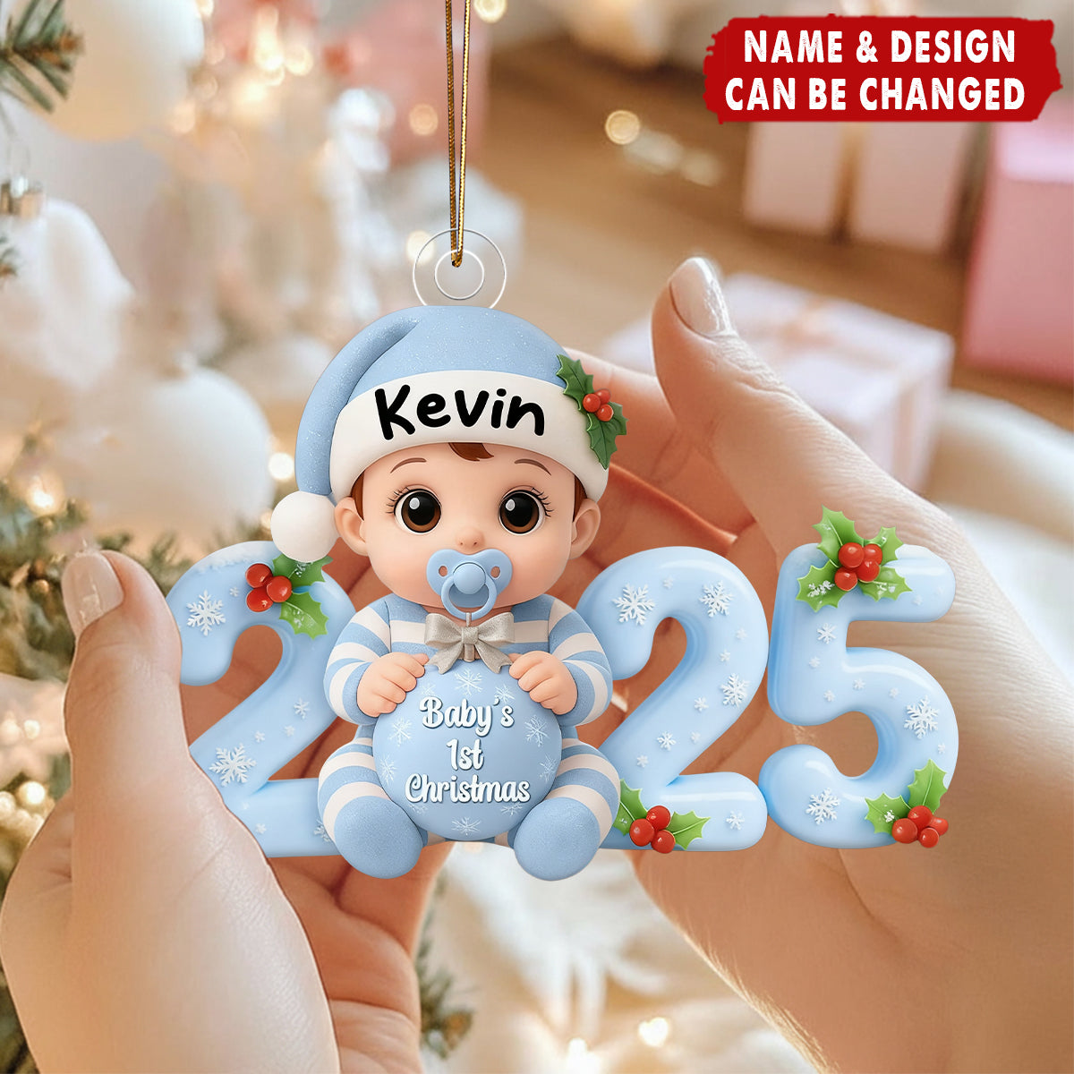 Baby’s First Christmas Ornament 2025 – Custom Name & Design Gift for Newborn