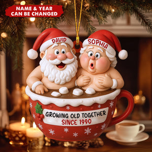 Personalized “Growing Old Together” Santa Couple Ornament – Gift For Couples