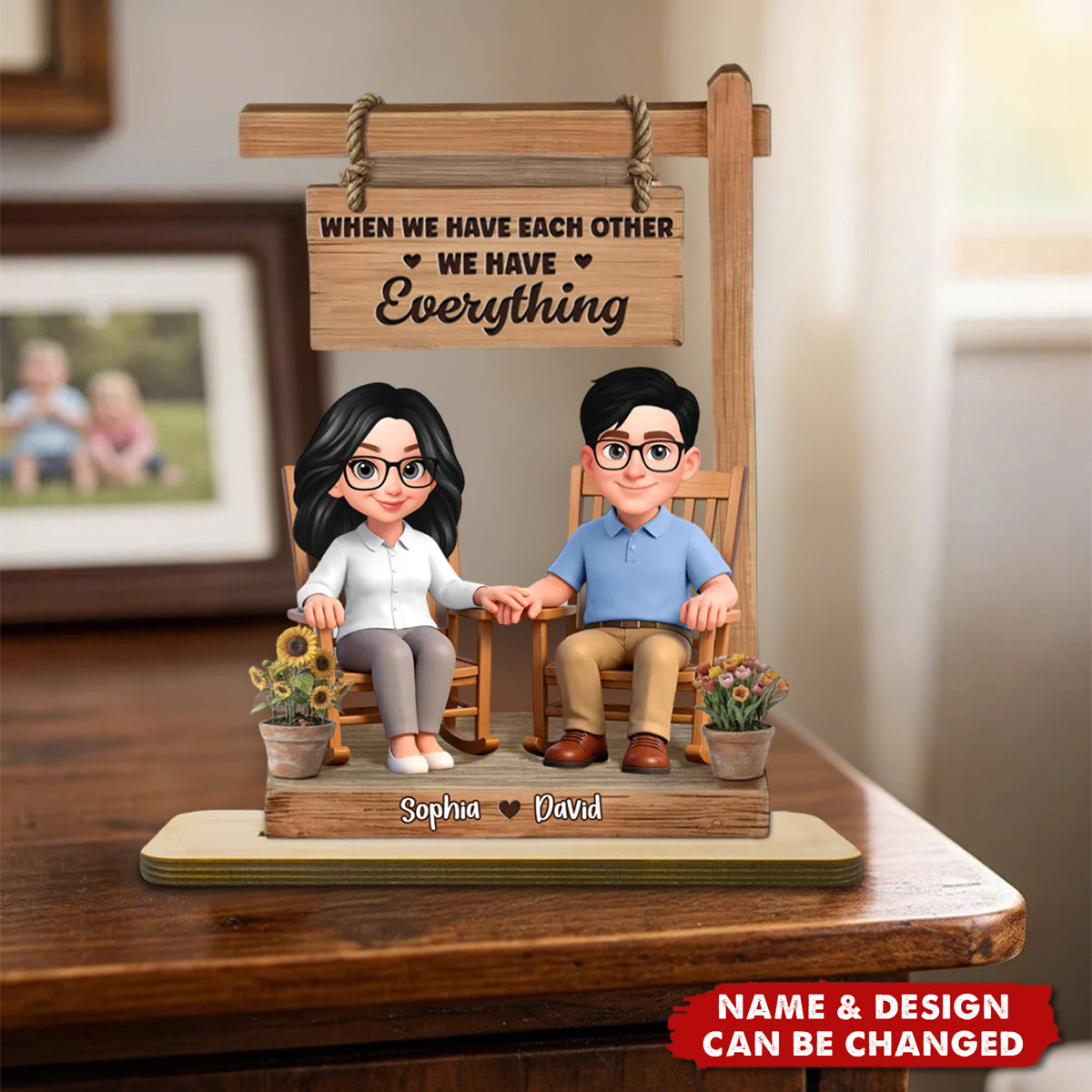 Personalized Couple Wooden Plaque — Custom Name "You & Me We Got This" Anniversary Gift