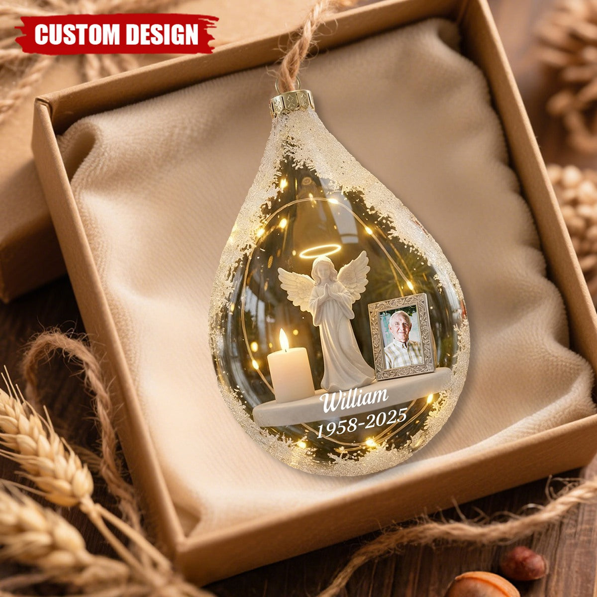 Personalized Memorial Christmas Ornament – Custom Photo & Name Angel Keepsake