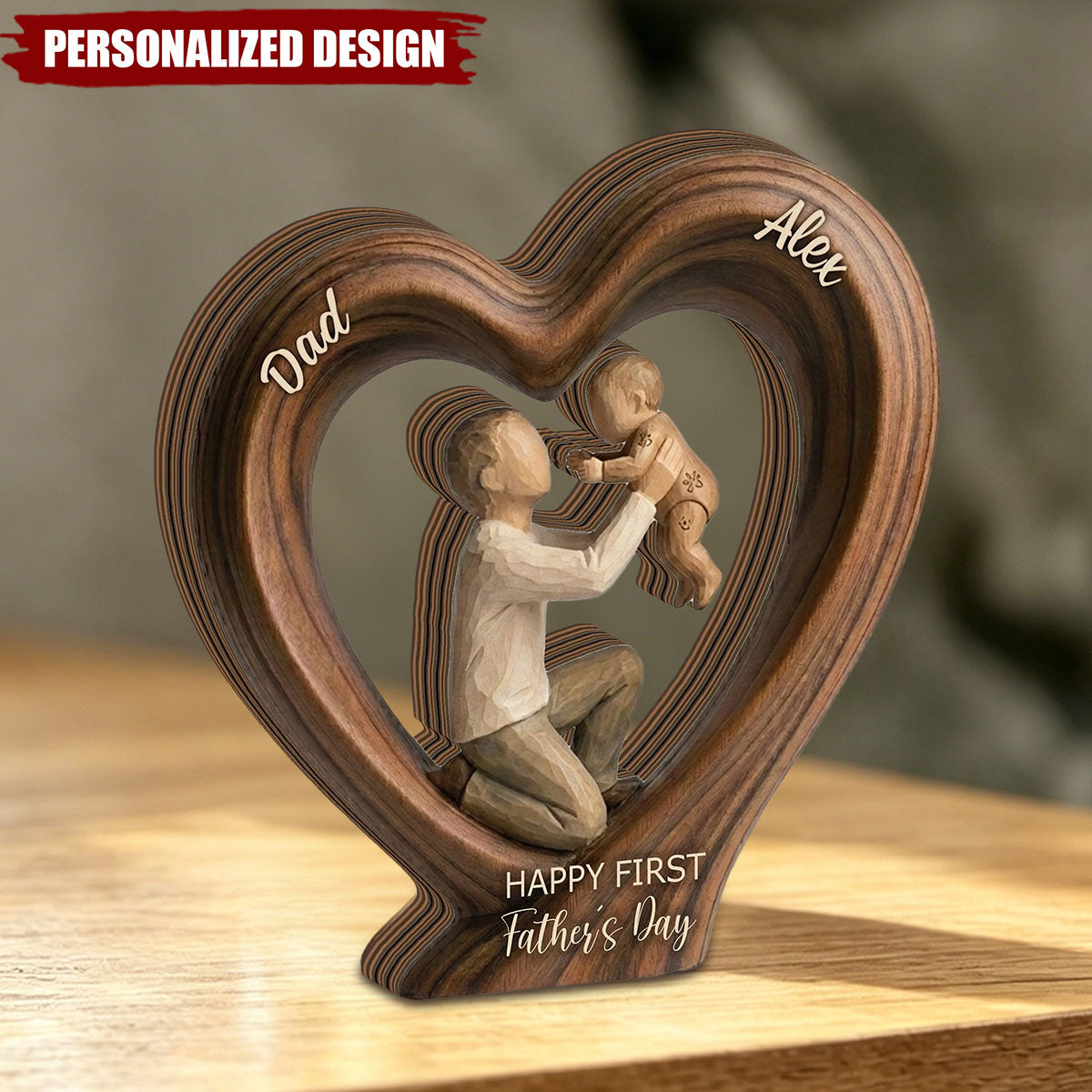 Personalized Wooden Heart Keepsake -Father’s Day Gift