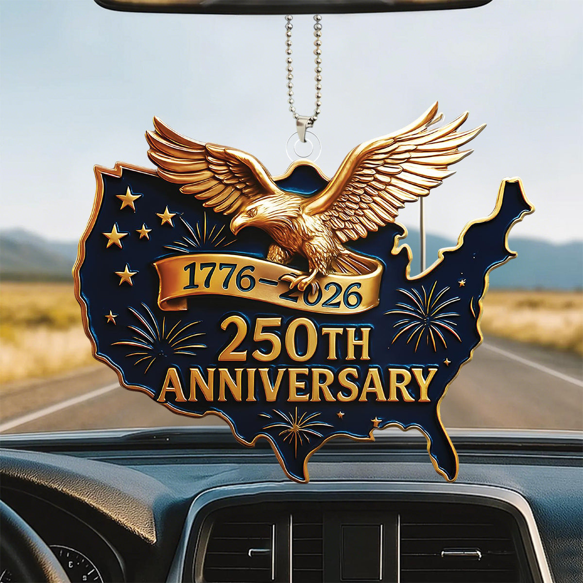 250th U.S Anniversary Eagle Car Ornament — Unique Patriotic Gift