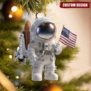 Personalized Astronaut Christmas Ornament – Custom Name Space Explorer Decoration