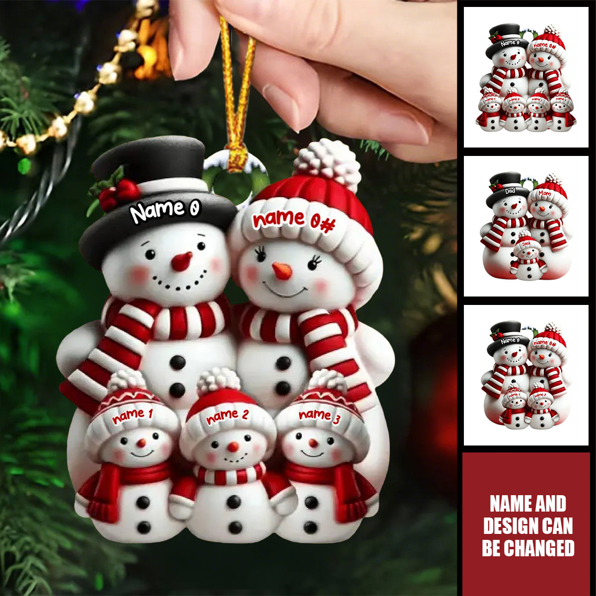 Personalized Snowman Family Acrylic Ornament – Custom Names & Family Design