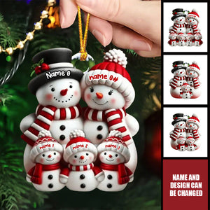 Personalized Snowman Family Acrylic Ornament – Custom Names & Family Design