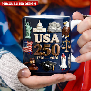 Personalized USA 250th Anniversary Mug - Custom Name Patriotic Gift for History Lovers