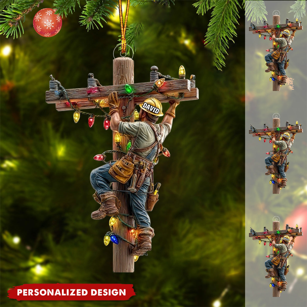 Personalized Lineman Christmas Ornament – Utility Worker Gift