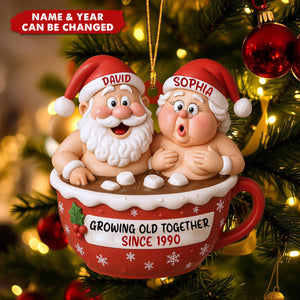 Personalized “Growing Old Together” Santa Couple Ornament – Gift For Couples
