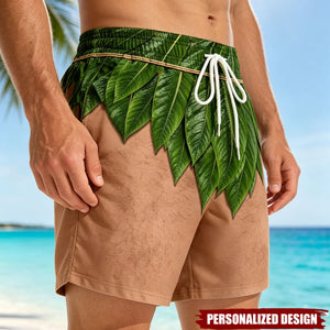 Funny Optical Illusion Tropical Grass Skirt Swim Shorts Novelty Beach Shorts