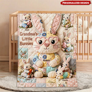 Personalized Grandma's Little Bunnies Blanket - Custom Grandkid Names Easter Bunny Blanket