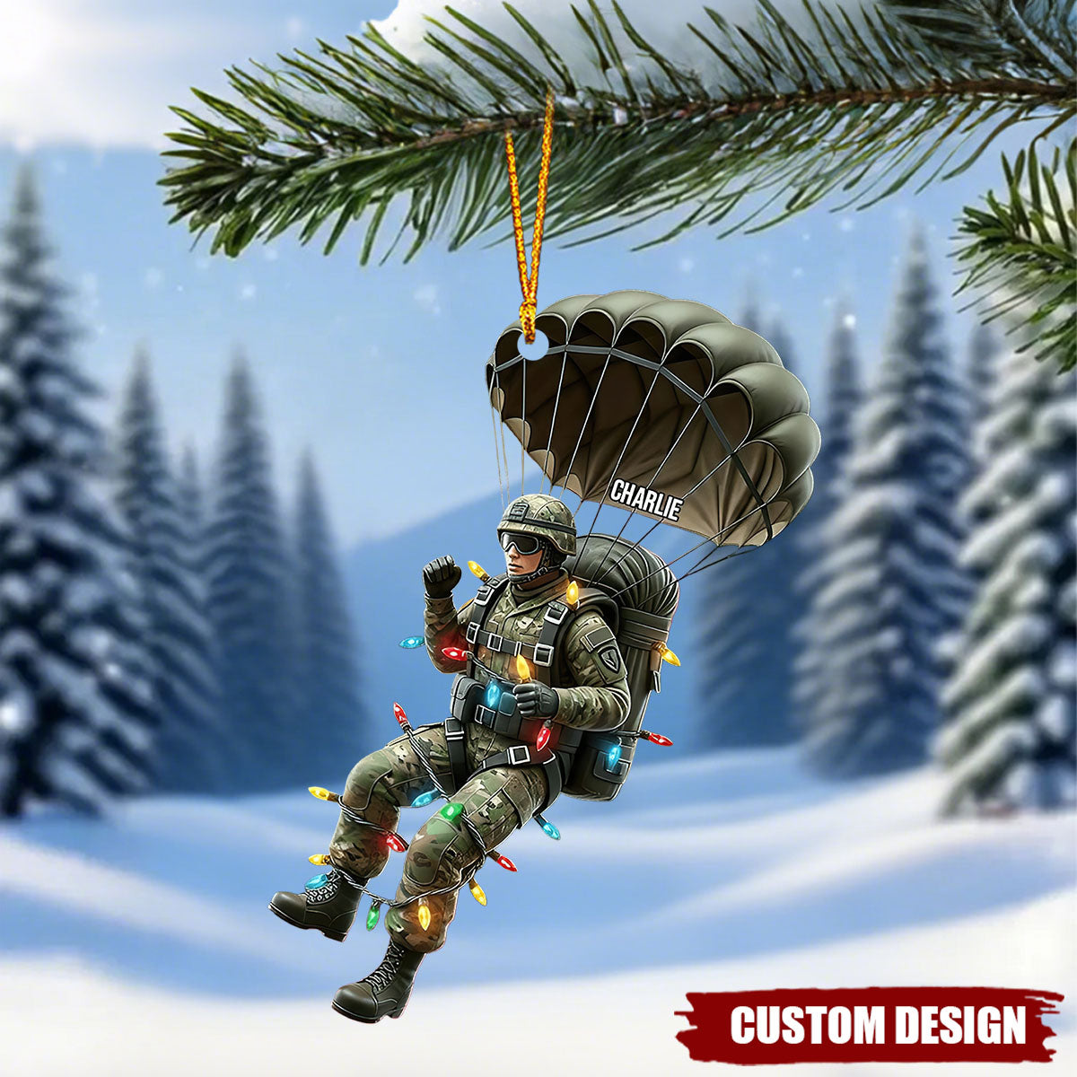 Custom Military Parachute Christmas Ornament - Christmas Gift For Parachutist