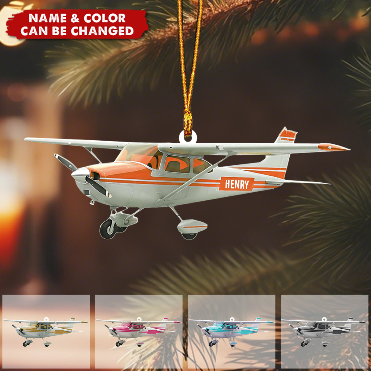 Personalized Airplane Christmas Ornament – Pilot Gift, Aviation Lover Decor