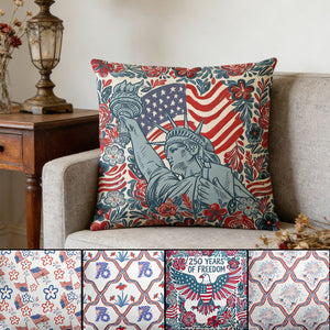 USA 250th Anniversary Floral American Flag Pillow - Perfect for Patriots