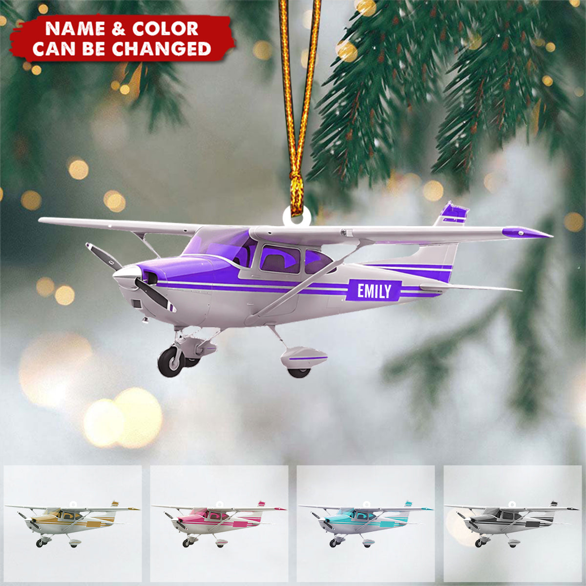 Personalized Airplane Christmas Ornament – Pilot Gift, Aviation Lover Decor
