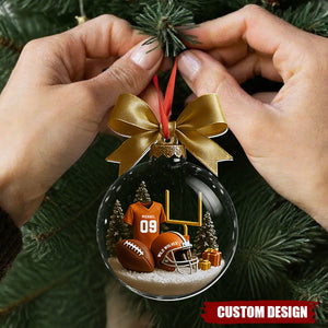 Personalized Football Player Christmas Ornament – Custom Name, Jersey & Team Gift