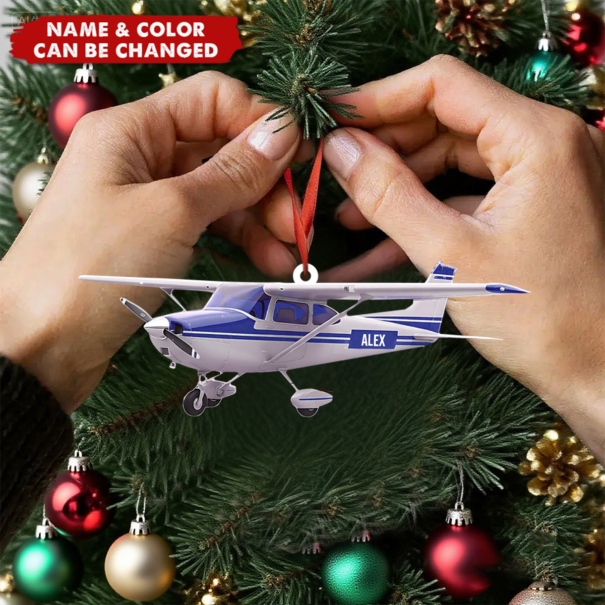 Personalized Airplane Christmas Ornament – Pilot Gift, Aviation Lover Decor