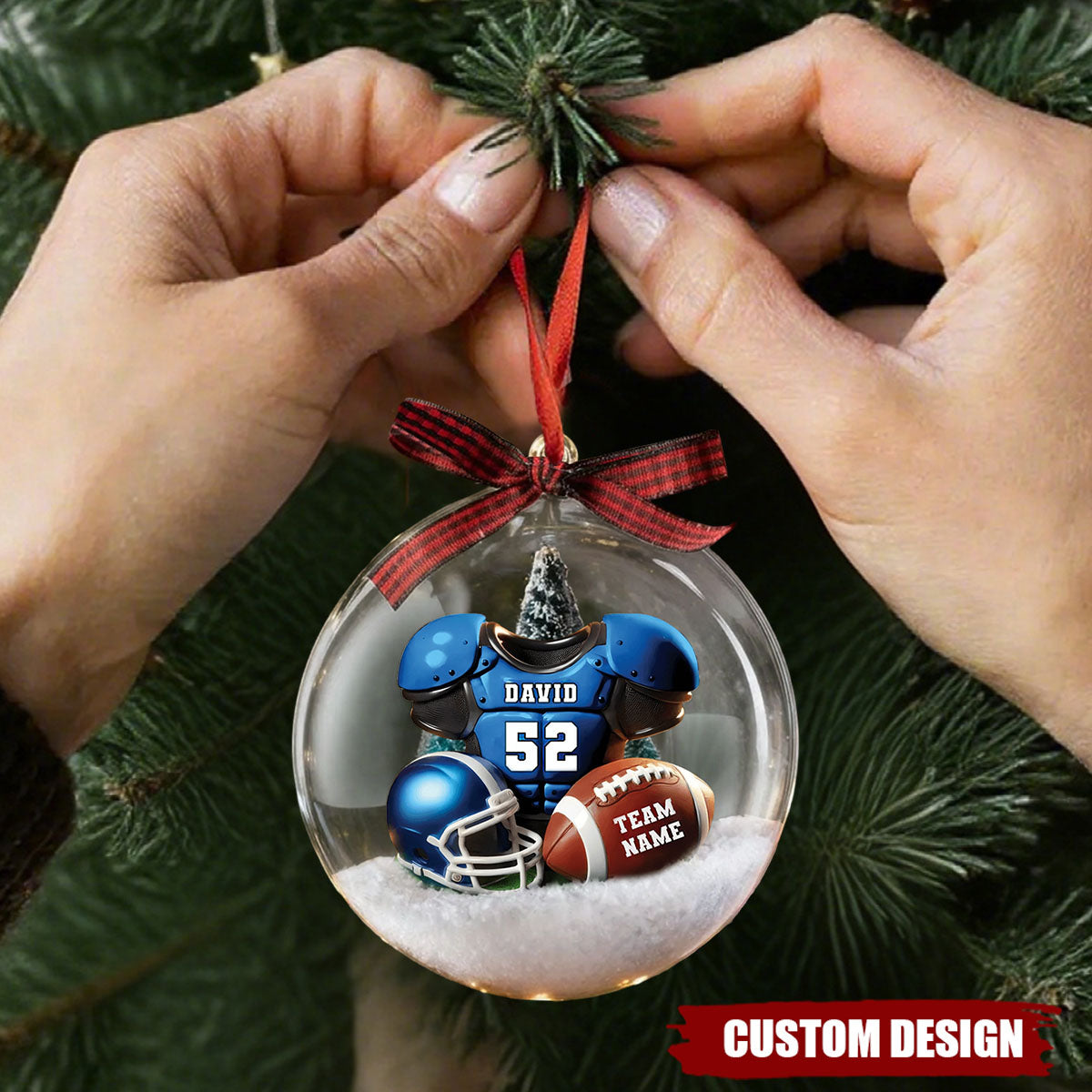Personalized Football Jersey Christmas Ornament – Custom Name, Number & Team