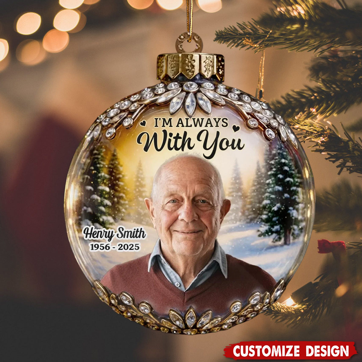 Custom Memorial Photo Christmas Ornament –  Personalized Tribute Keepsake