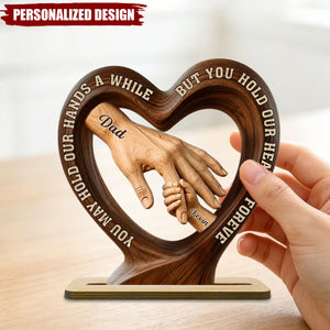 Personalized Father’s Day Dad Heart Plaque,-Custom Kids Names Hand-in-Hand