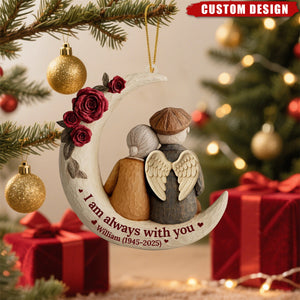 Personalized Memorial Moon Ornament – “I Am Always With You” Keepsake