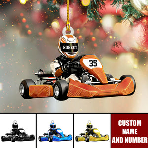 Personalized Go-Kart Ornament – Custom Name & Number Racing Gift for Drivers