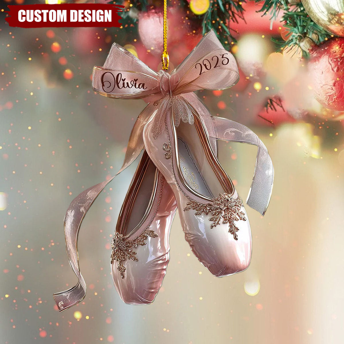 Personalized Ballet Shoes Ornament – Custom Name & Year Keepsake