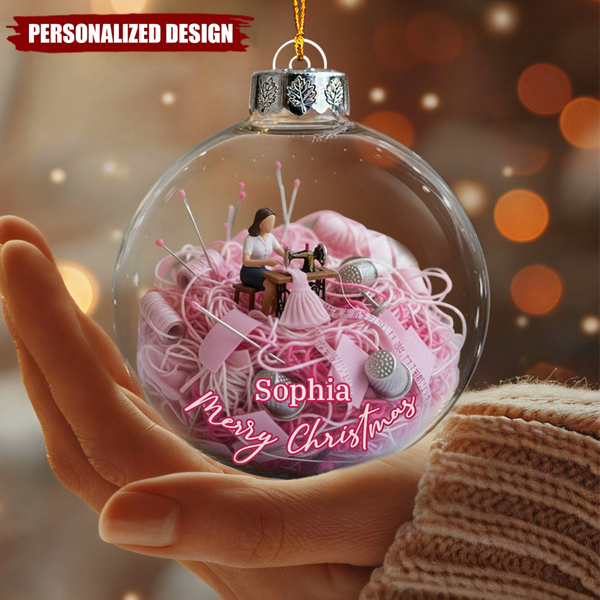 Love Sewing - Personalized Seamstress Christmas Ornament