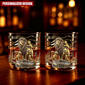 Personalized Lion Dad Whiskey Glass -Best Father‘s Day Gift