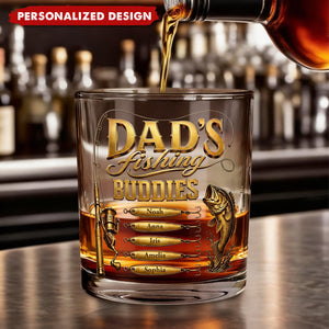 Personalized “ Fishing Buddies” Whiskey Glass - Custom Names Fishing Keepsake