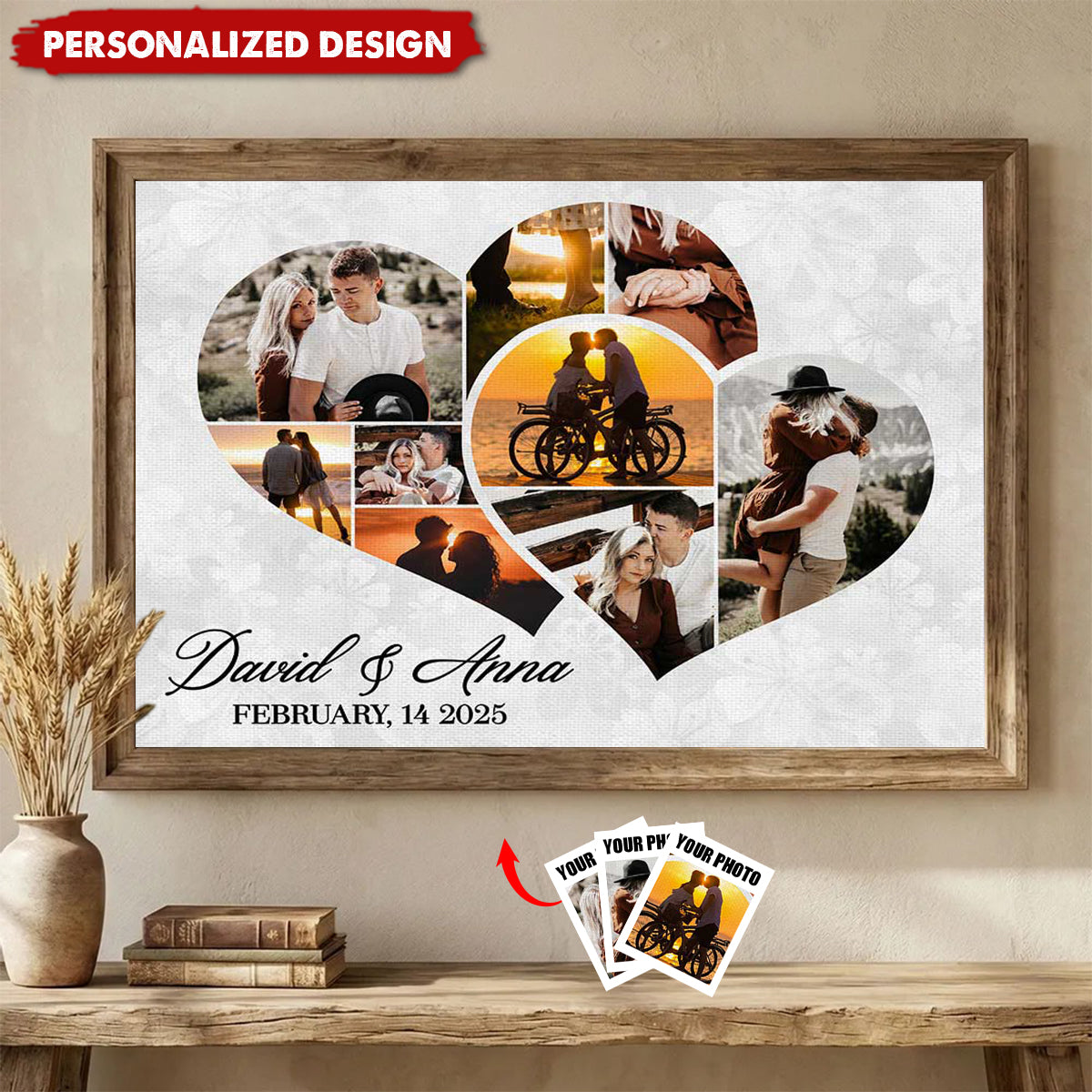 Personalized Heart Photo Poster – Anniversary Gift For Couples
