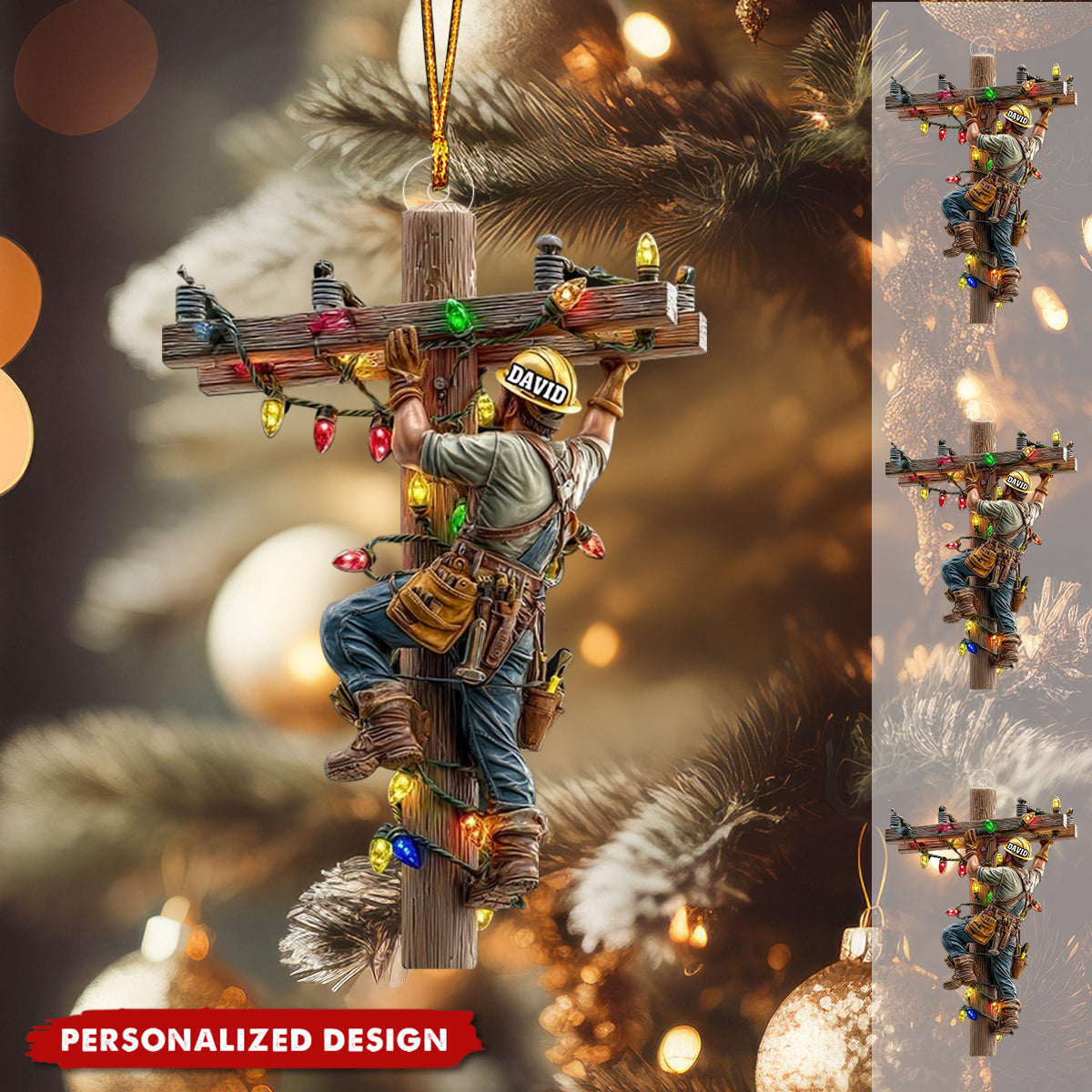 Personalized Lineman Christmas Ornament – Utility Worker Gift