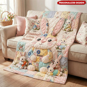 Personalized Grandma's Little Bunnies Blanket - Custom Grandkid Names Easter Bunny Blanket