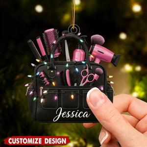 Personalized Hairstylist Tools Christmas Ornament – Custom Name Gift for Hairdressers & Stylists