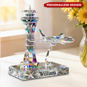 Personalized Acrylic Airplane & Control Tower Keepsake for Aviation Lovers