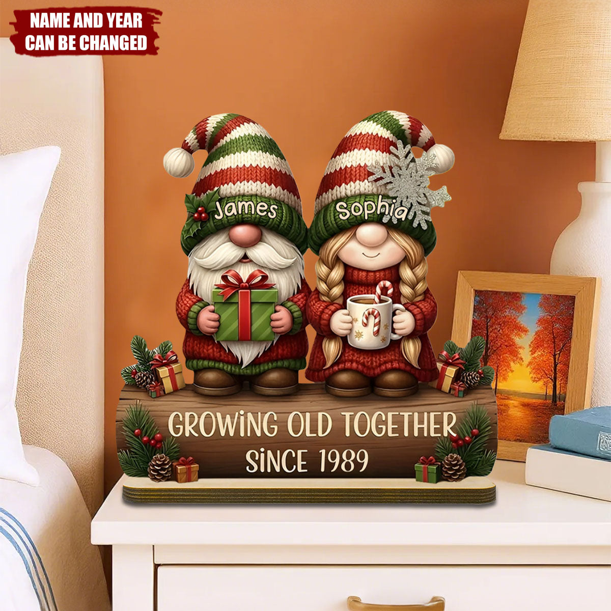 Custom Couple Growing Old Together Plaque - Custom Names & Anniversary Year