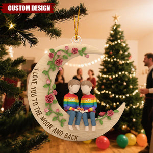 Personalized Couple Moon Ornament –Custom Names Christmas Gift