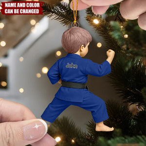 Personalized Taekwondo Christmas Ornament– Custom Name & Uniform Color