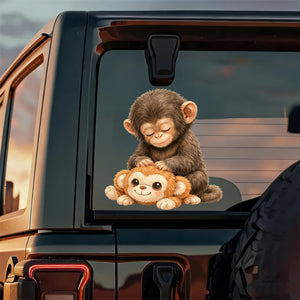 Baby Monkey Hugging Plush Sticker -  Gift for Family & Kids