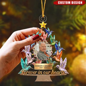 Personalized Hummingbird Memorial Ornament – “Forever in Our Hearts”