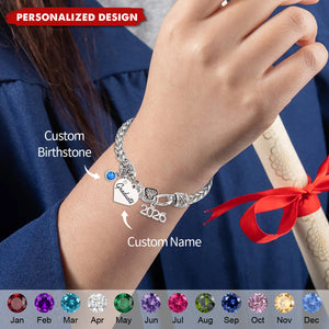 Personalized 2026 Graduation Bracelet -  Custom Name & Birthstone Grad Gift