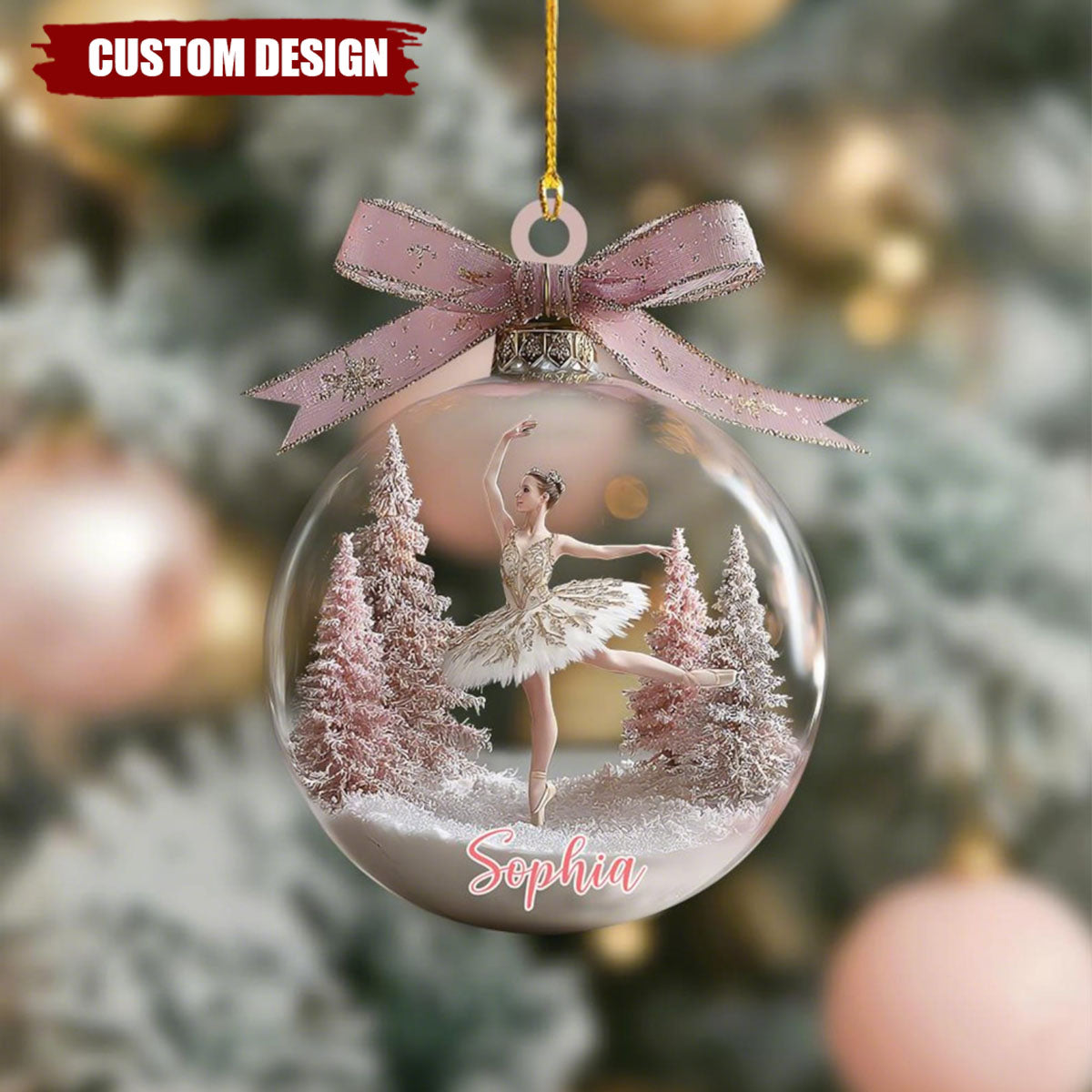 Elegant Ballerina Christmas Ornament – Personalized Gift for Dancers