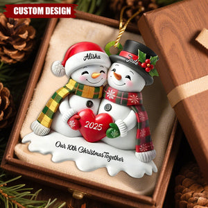 Personalized Couple Snowman Christmas Ornament- Anniversary & Christmas Gift