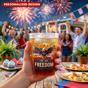 Personalized 250 Years of Freedom Cups - Custom Family Name 4th of July Gift