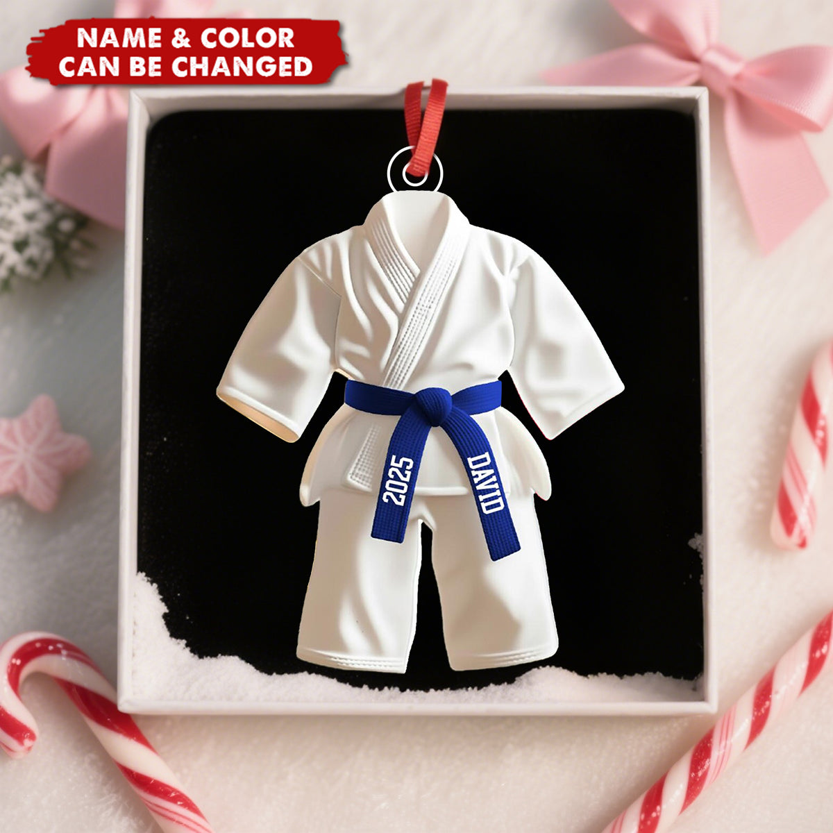 Custom Karate,Taekwondo Uniform Ornament – Personalized Belt Color & Name Keepsake