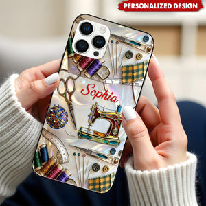 Personalized Sewing Phone Case – Custom Name Gift For Craft Lover