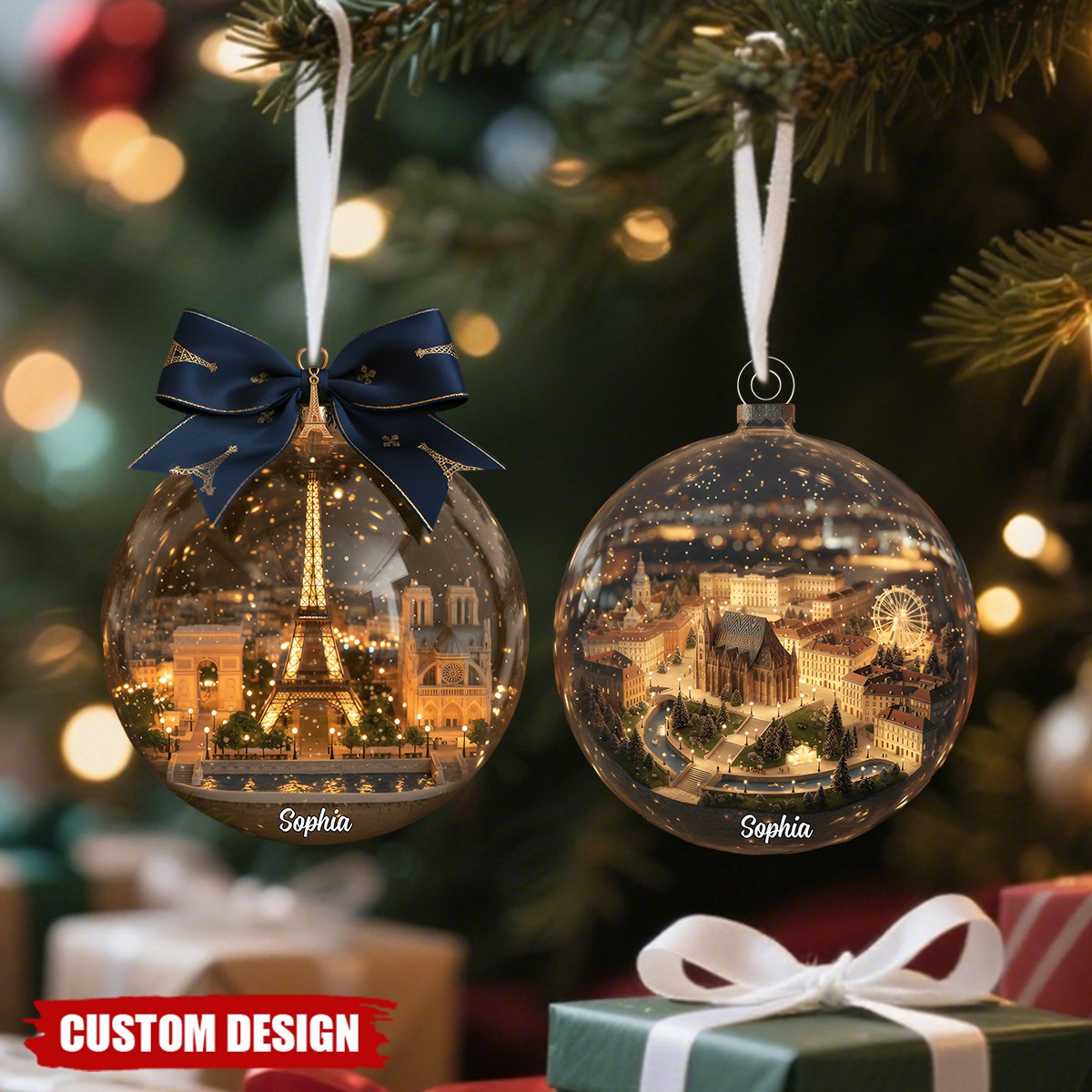 Personalized World Landmark Christmas Ornament – Gifts For Travel Lovers