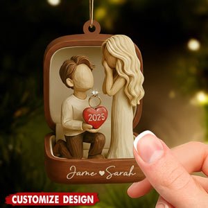 Personalized Couple Marriage Proposal Ornament - Engagement Gift For Couples